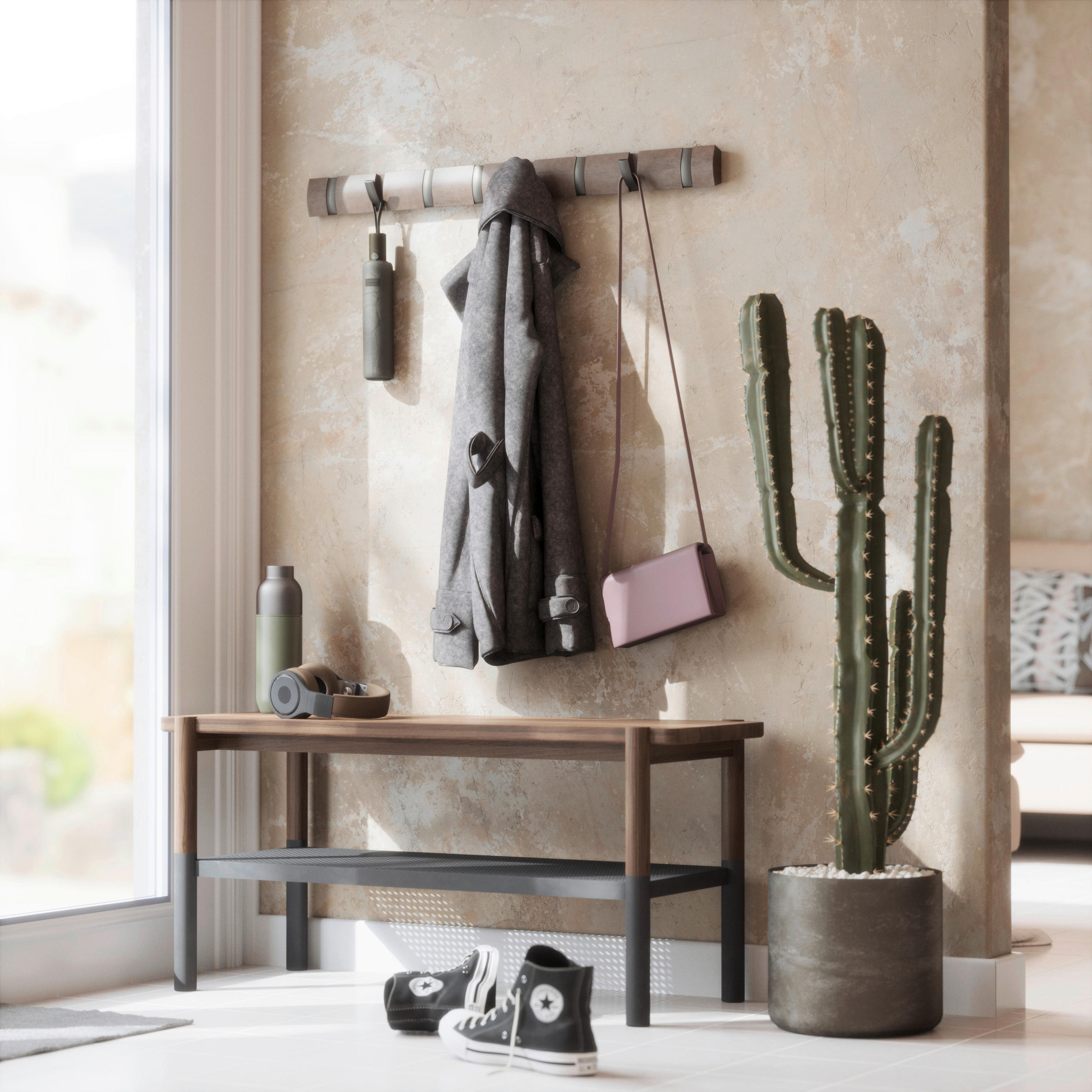 WANDGARDEROBE  in Pappel Grau  - Grau, Design, Holz/Kunststoff (6,4/3,2/81,3cm) - Umbra