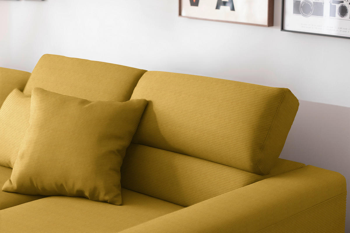 ECKSOFA Cord Goldfarben  - Goldfarben/Schwarz, Design, Textil/Metall (293/215-217cm) - Schöner Wohnen