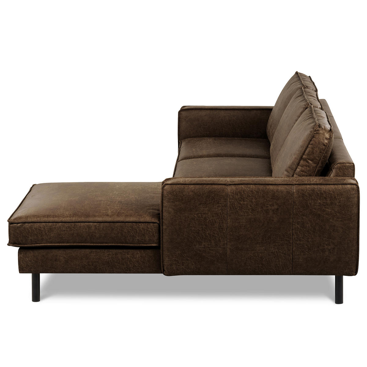 ECKSOFA Dunkelbraun Echtleder Lederlook Bettkasten, Schlaffunktion, Rücken echt  - Dunkelbraun/Schwarz, Design, Leder/Textil (166/238cm) - Livetastic