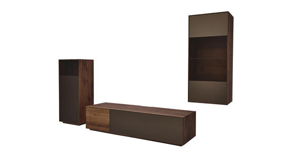 WOHNWAND in Bronzefarben, Nussbaumfarben - Nussbaumfarben/Bronzefarben, Natur, Glas/Holz (328,5/197/55/41,1cm) - Dieter Knoll