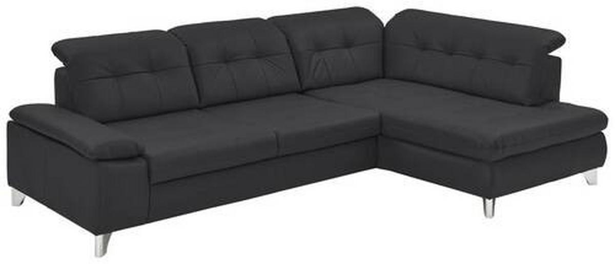 ECKSOFA in Echtleder Anthrazit  - Anthrazit/Alufarben, Design, Leder/Metall (309/211cm) - Beldomo Speed