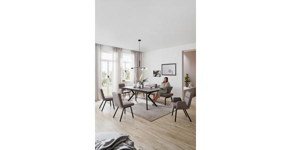 ESSTISCH rechteckig Schwarz, Dunkelgrau - Dunkelgrau/Schwarz, Design, Kunststoff/Metall (180/90/76cm) - Dieter Knoll