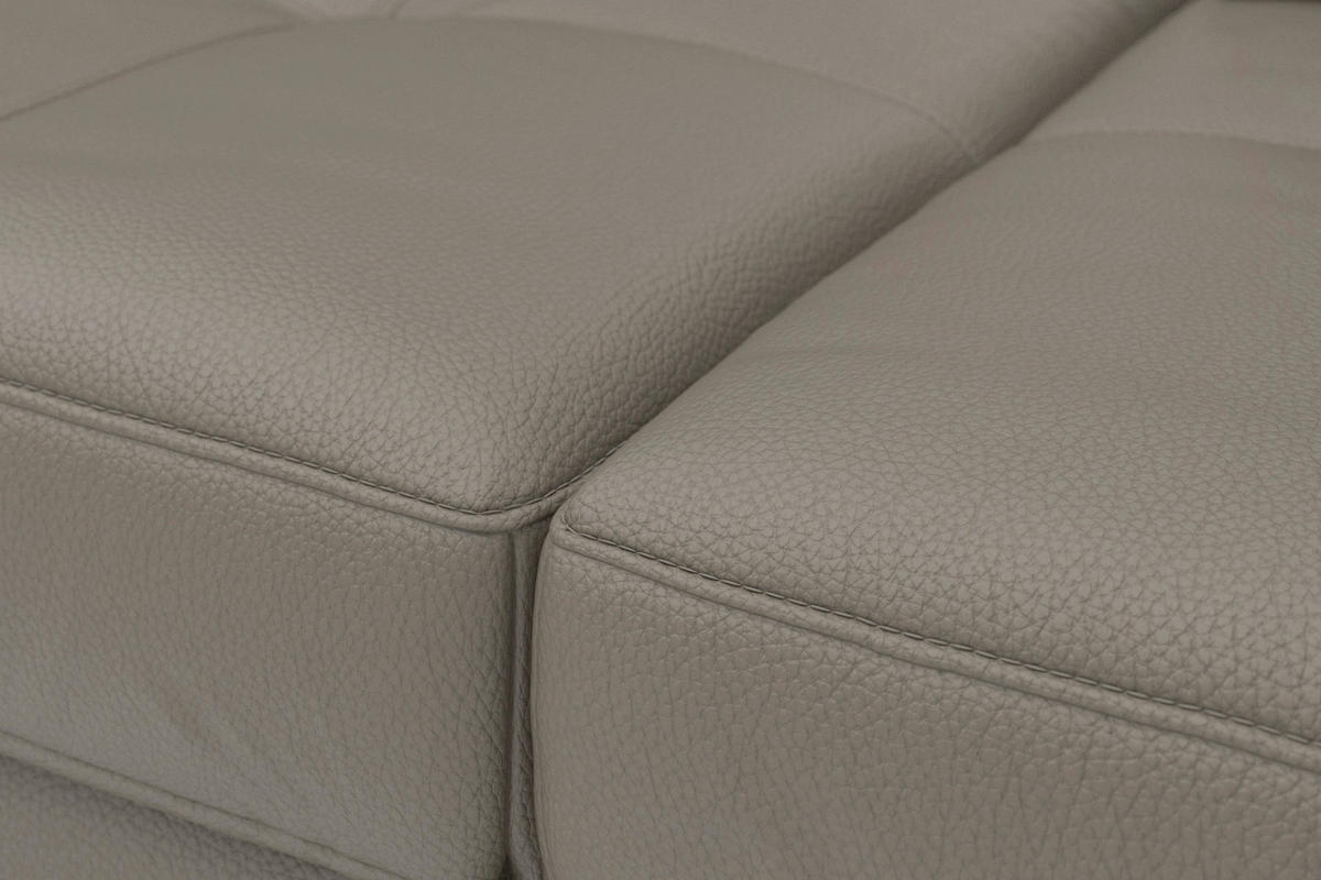 ECKSOFA COSTELLO E Grau Echtleder Nierenkissen, Armteilverstellung, Sitztiefenverstellung  - Schwarz/Grau, Basics, Leder/Textil (301/176cm) - Sit & More