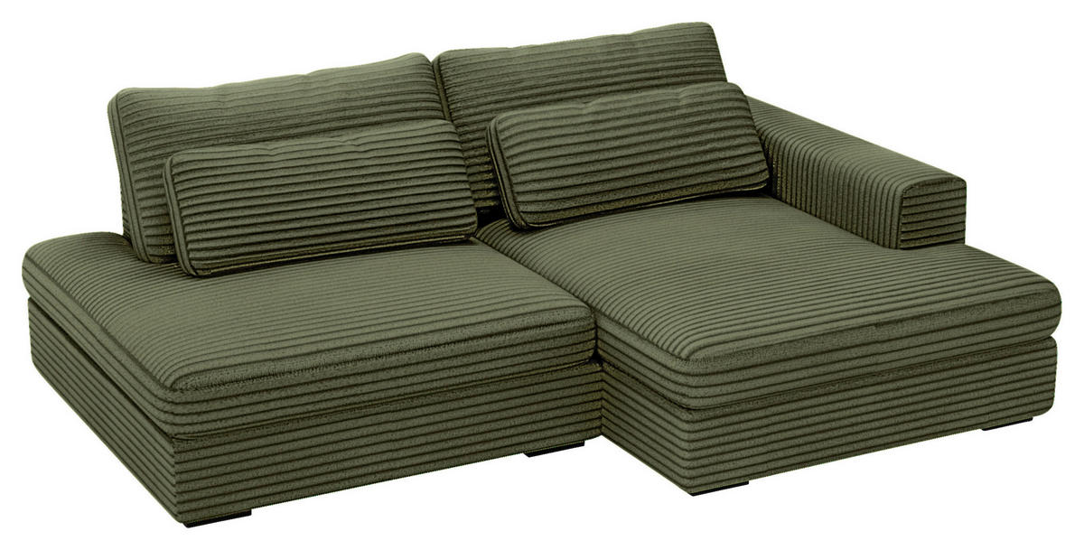 ECKSOFA  in Cord Grün  - Schwarz/Grün, Design, Kunststoff/Textil (223/158cm) - Lomoco