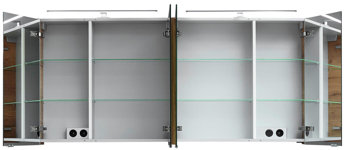 SPIEGELSCHRANK 150,4/70/16 cm  - Chromfarben/Eichefarben, KONVENTIONELL, Glas/Holzwerkstoff (150,4/70/16cm) - Sadena