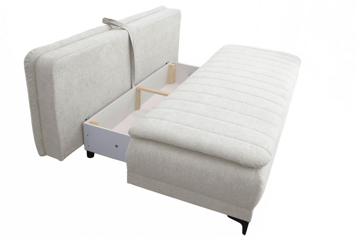 SCHLAFSOFA  mit Liegefunktion Flachgewebe Weiß  - Schwarz/Weiß, Basics, Textil/Metall (202/98/78cm) - Livetastic
