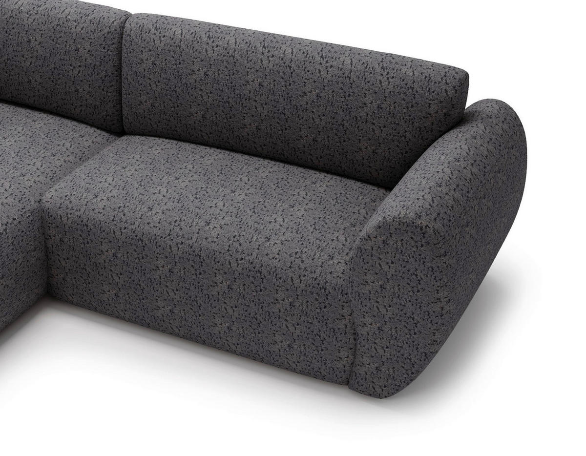 ECKSOFA SOLIS in Chenille Grau  170/288 cm  - Schwarz/Grau, Design, Kunststoff/Textil (170/288cm) - Livetastic
