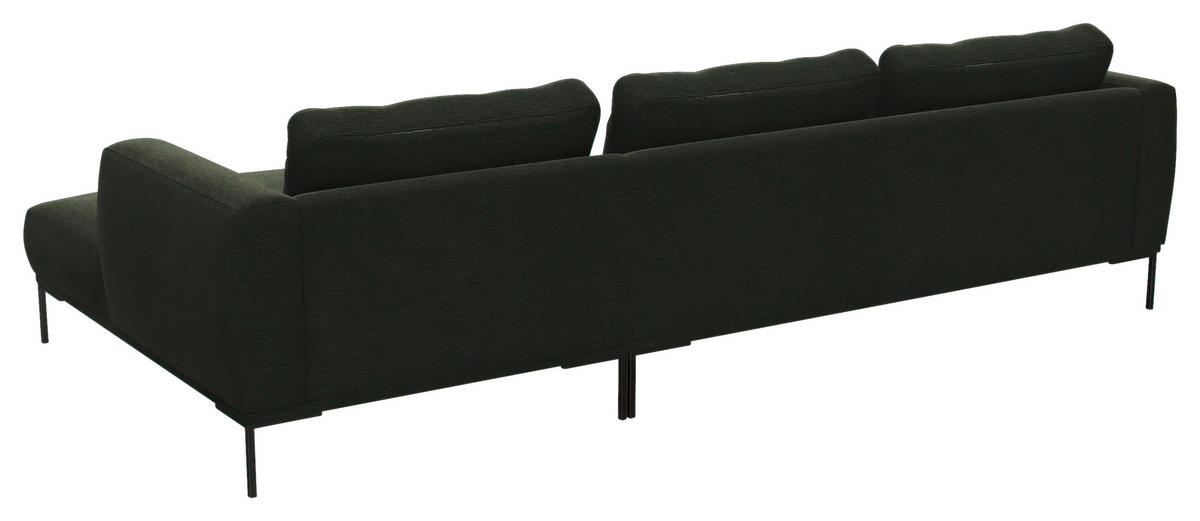 ECKSOFA Waldgrün Webstoff, Flachgewebe  - Waldgrün/Schwarz, Design, Textil/Metall (303/148cm) - Livetastic