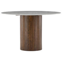 ESSTISCH 120/120/74 cm Nachbildung  Holz, Glas rund Braun, Dunkelgrau  - Dunkelgrau/Braun, Design, Glas/Holz (120/120/74cm) - Livetastic