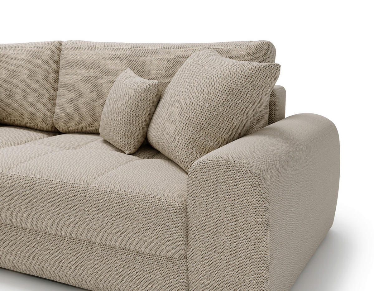 ECKSOFA LORSON Beige Struktur  - Beige/Schwarz, Design, Kunststoff/Textil (208/290cm) - Livetastic