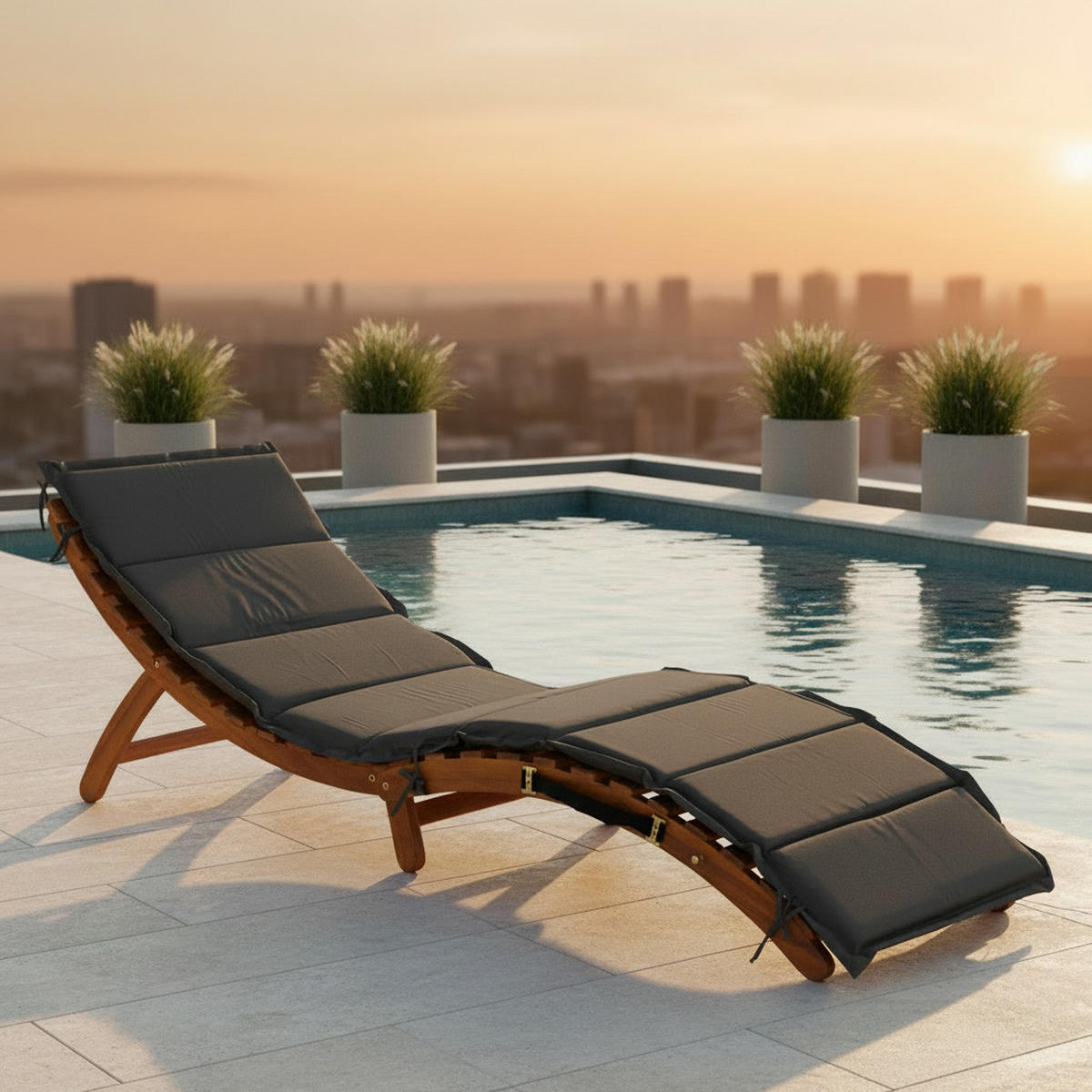 VRTNI LEŽALNIK siva, barve akacije  - siva/barve akacije, Konvencionalno, tekstil/les (54/60/180cm) - Gardenson