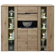 HIGHBOARD  145/127/38 cm 2 Schublade(n)  - Graphitfarben/Schwarz, Trend, Glas/Holzwerkstoff (145/127/38cm) - Carryhome