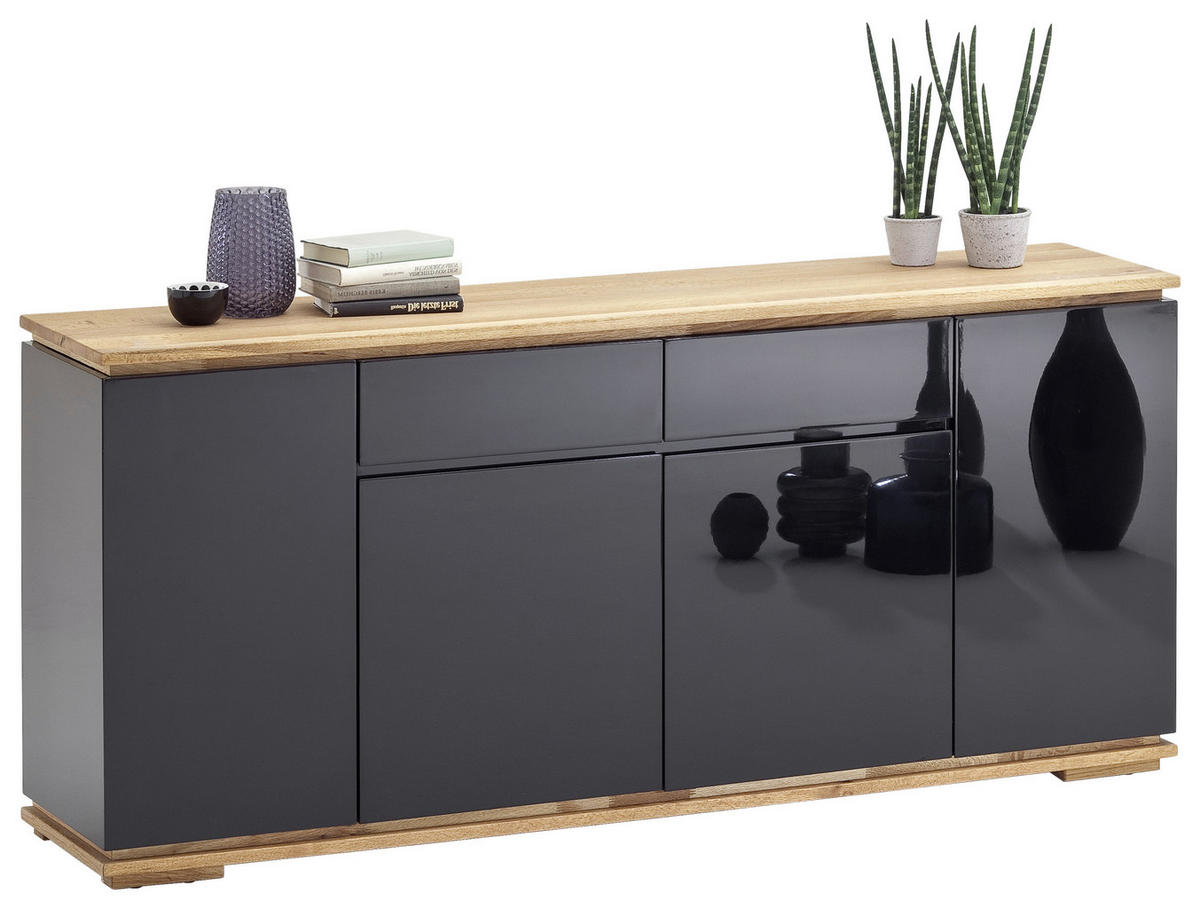 SIDEBOARD Chiaro  in 182/81/40 cm  - Eichefarben/Schwarz, Design, Holz/Holzwerkstoff (182/81/40cm)