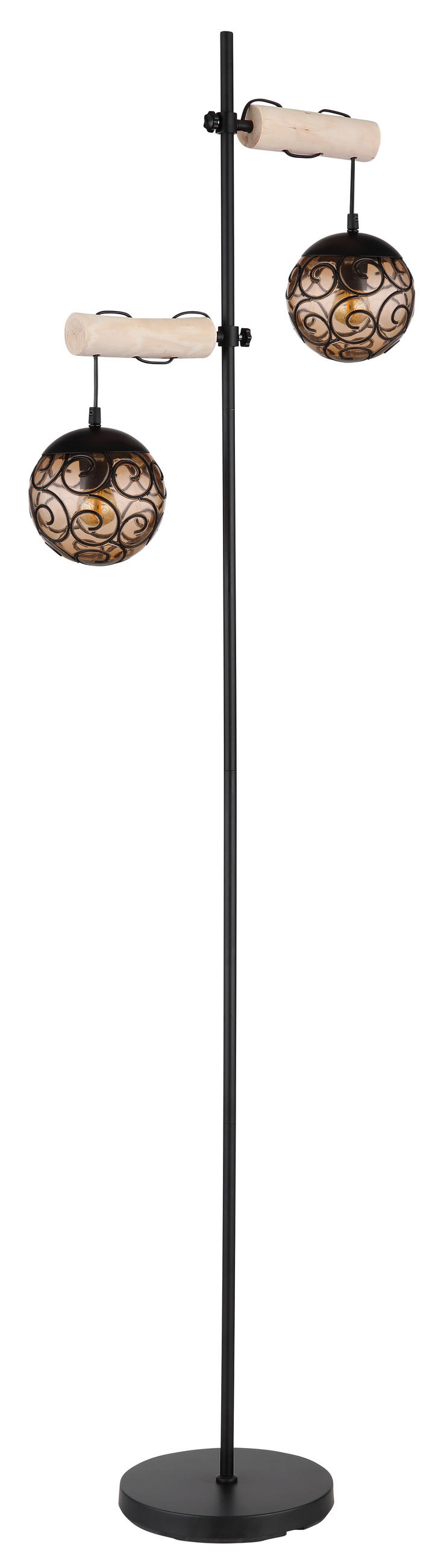 STEHLEUCHTE - Bernsteinfarben/Schwarz, Design, Holz/Kunststoff (51/25/168cm) - Globo