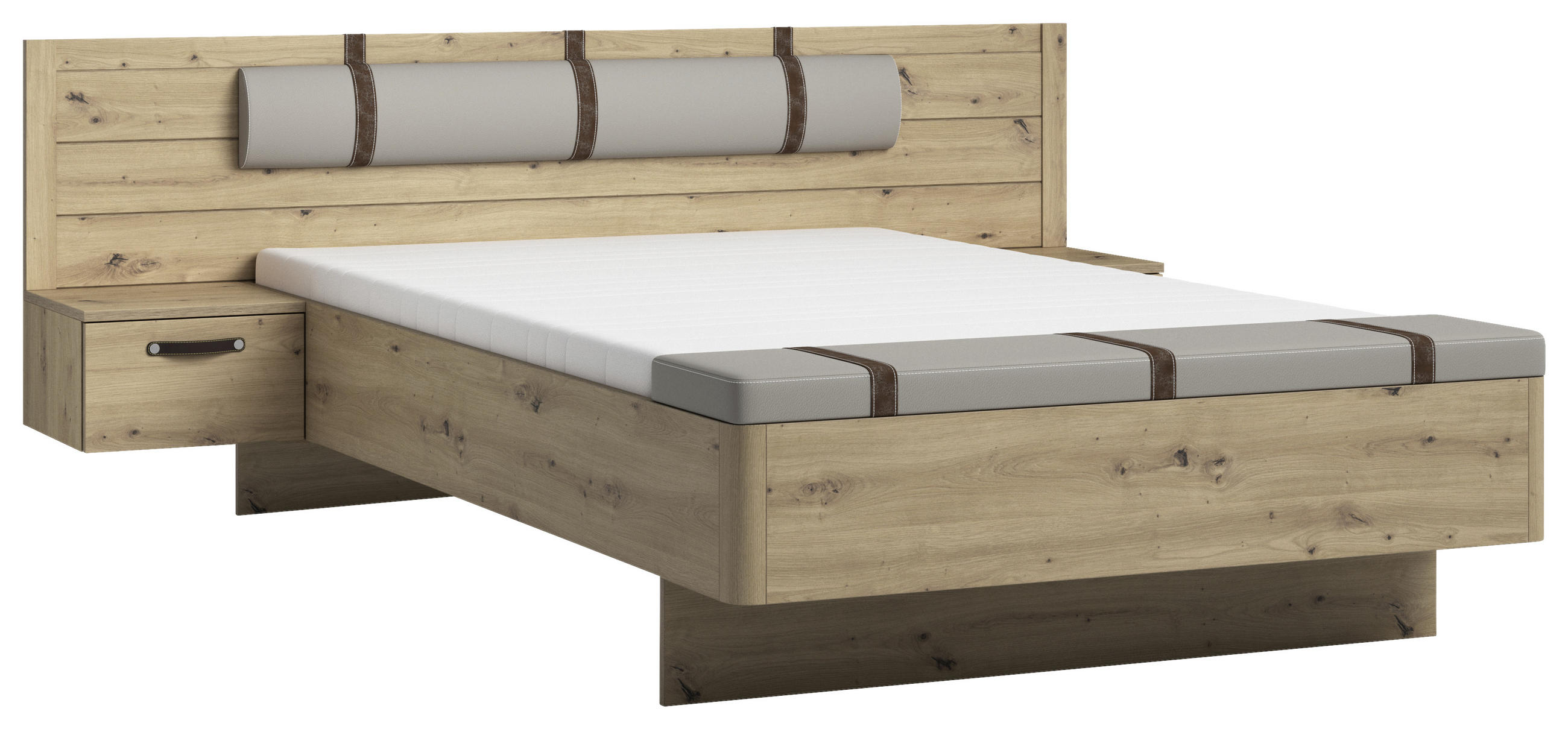 BETTANLAGE - Taupe/Eiche Artisan, MODERN, Textil (140/190cm) - MID.YOU