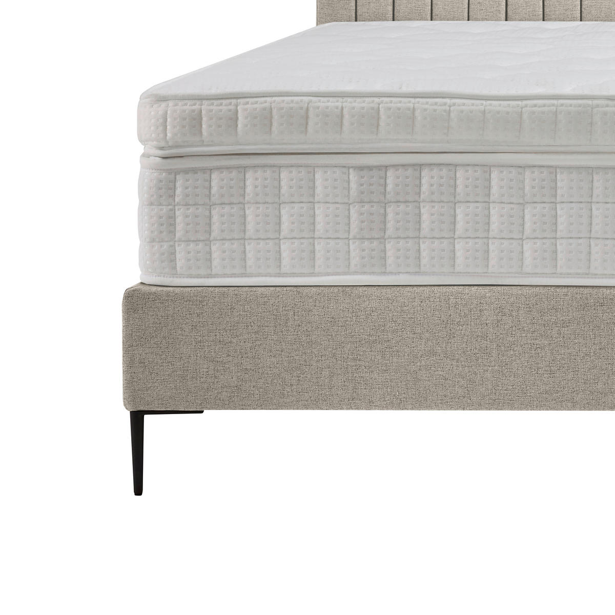 BOXSPRINGOVÁ POSTEĽ, 140/200 cm, krémová - čierna/prírodná farba, Modern, kov/kompozitné drevo (140/200cm) - MID.YOU
