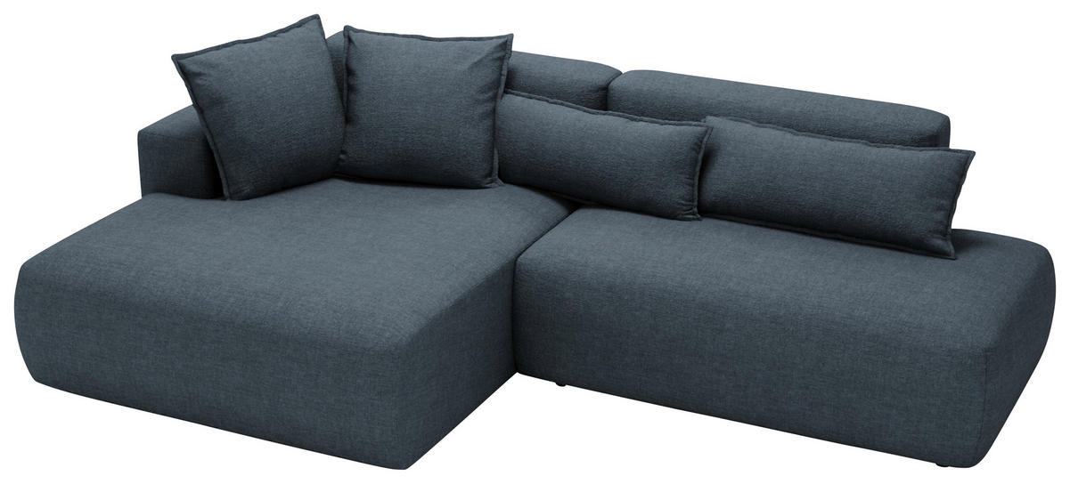 ECKSOFA ARTE Dunkelblau Chenille  - Schwarz/Dunkelblau, Design, Kunststoff/Textil (160/284cm) - Livetastic