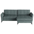 ECKSOFA in Flachgewebe, Leinenoptik Blau  242/170 cm  - Blau/Schwarz, Design, Textil/Metall (242/170cm) - Xora