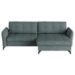 ECKSOFA in Flachgewebe, Leinenoptik Blau  242/170 cm  - Blau/Schwarz, Design, Textil/Metall (242/170cm) - Xora