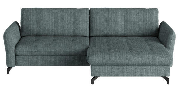 ECKSOFA in Flachgewebe, Leinenoptik Blau  242/170 cm  - Blau/Schwarz, Design, Textil/Metall (242/170cm) - Xora