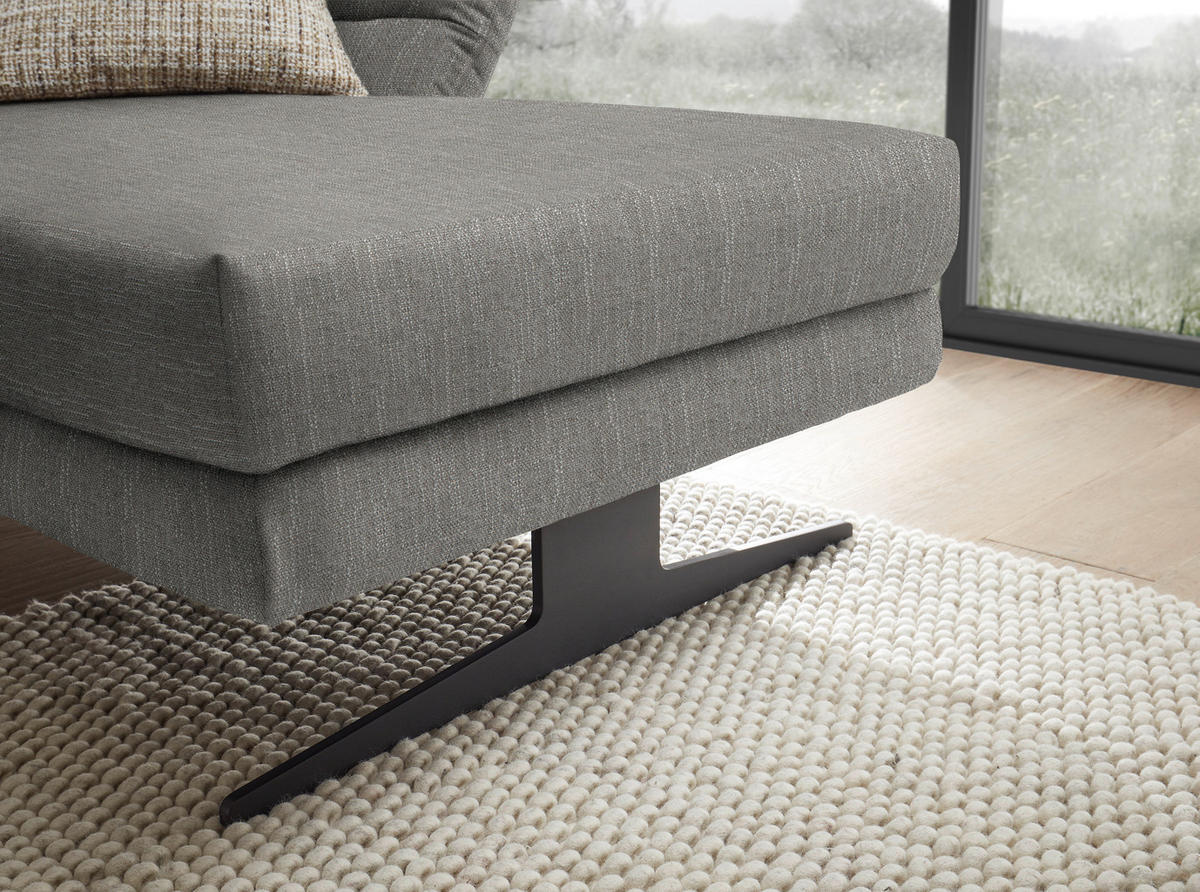 ECKSOFA in Flachgewebe Hellgrau  - Hellgrau/Schwarz, Design, Textil/Metall (279-327/176-217cm) - Dieter Knoll