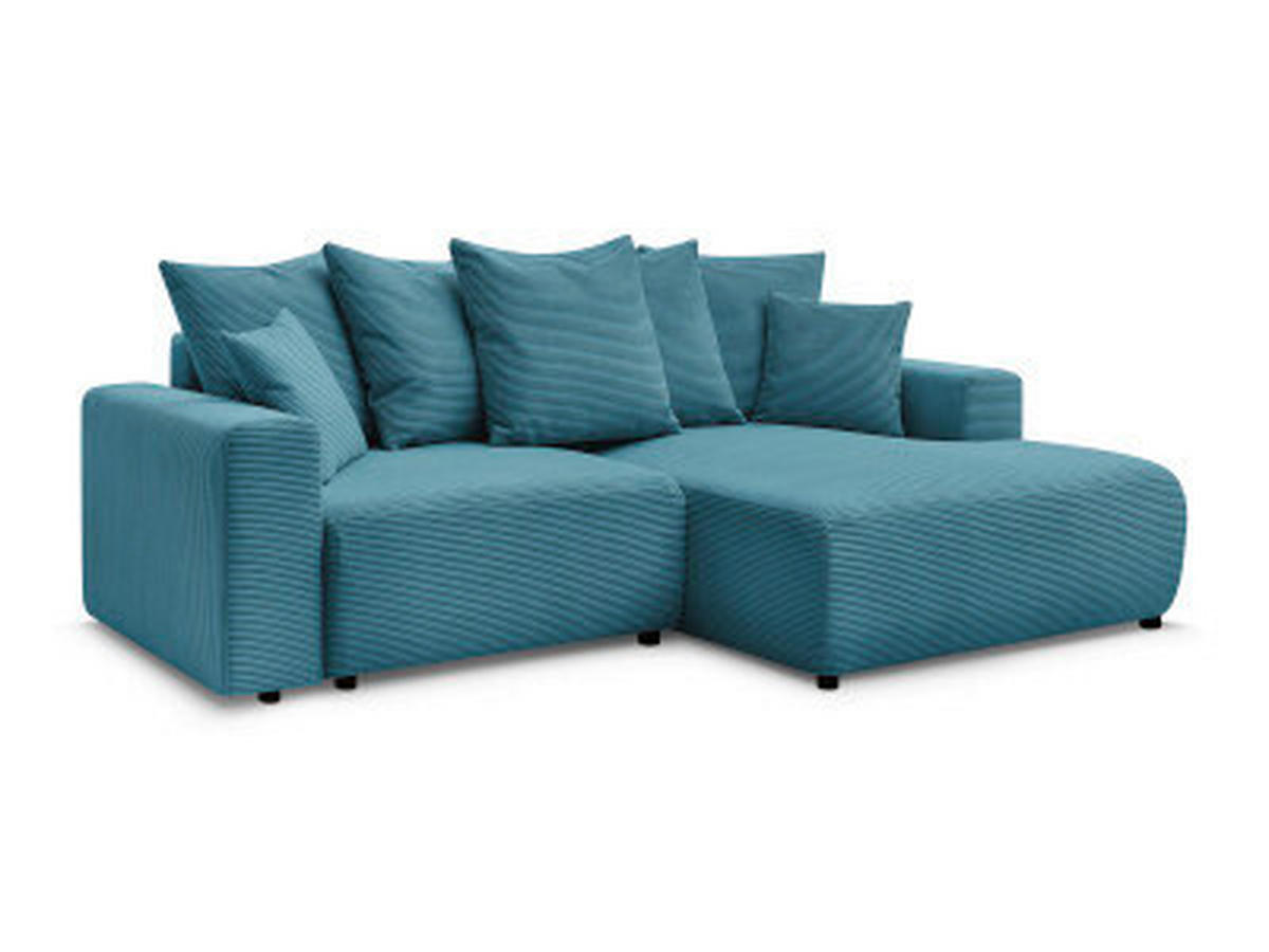 ECKSOFA Ottomane rechts  ATILLA Hellblau Cord  - Schwarz/Hellblau, MODERN, Kunststoff/Textil (244/149cm)