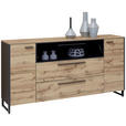 SIDEBOARD Grau, Eichefarben Befestigungsmaterial, Einlegeböden  - Eichefarben/Grau, Trend, Glas/Holzwerkstoff (179,4/91,3/40cm) - Hom`in