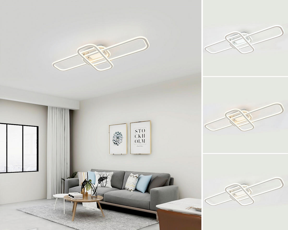 LED-DECKENLEUCHTE Etamin 103/46/11 cm   - Alufarben/Weiß, Design, Kunststoff/Metall (103/46/11cm) - Novel