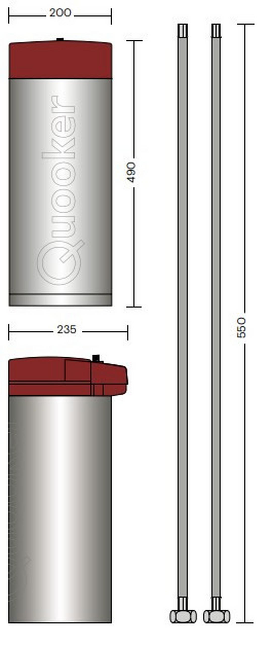 WARMWASSERSPEICHER - Edelstahlfarben/Rot, Basics, Metall (20/49/20cm) - Quooker