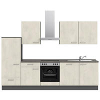 KÜCHENBLOCK 300 cm   in Weiß, Schieferfarben  - Schieferfarben/Edelstahlfarben, MODERN, Holzwerkstoff/Metall (300cm) - Nobilia