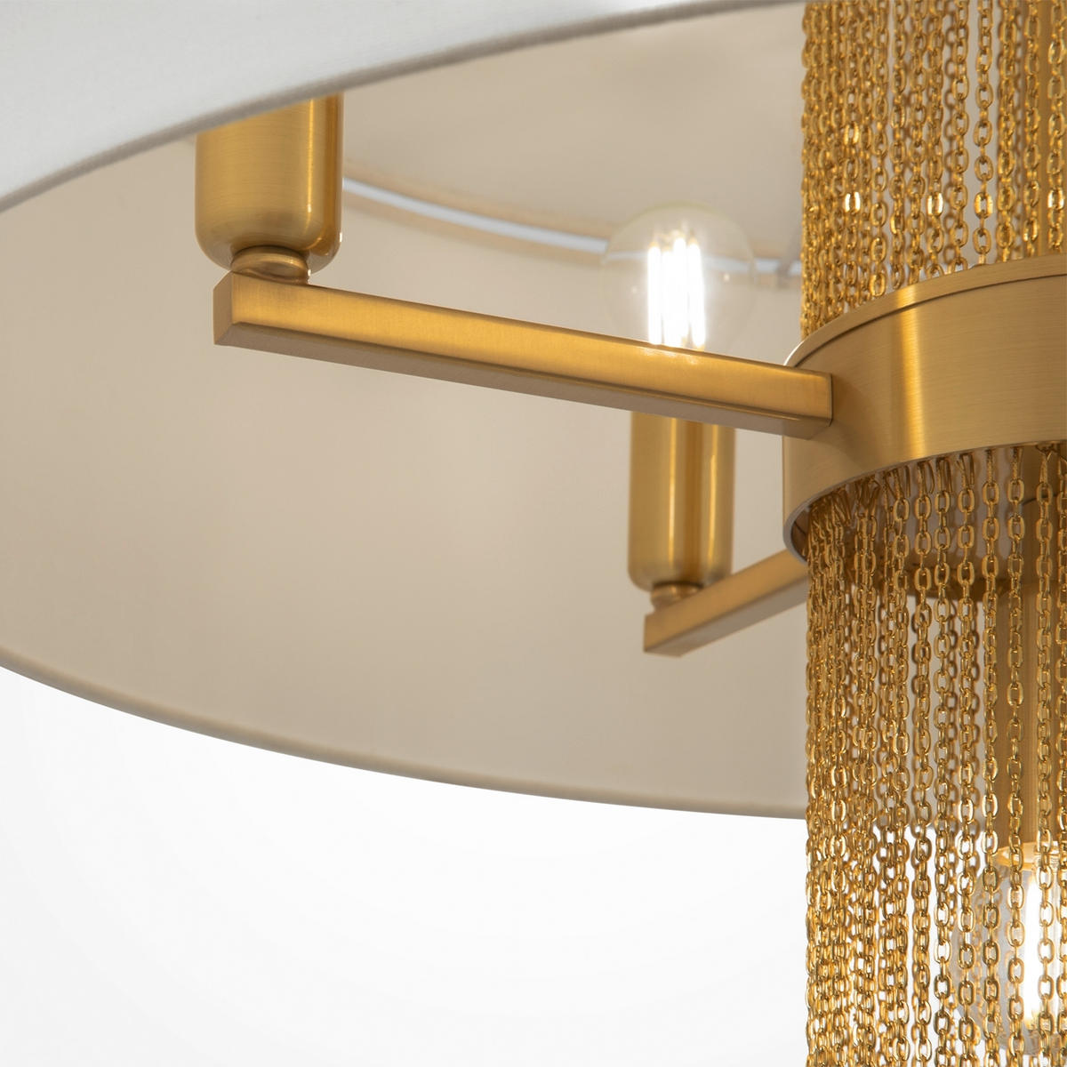 PENDELLEUCHTE 68/69,5 cm    - Weiss/Goldfarben, Trend, Textil/Metall (68/69,5cm) - MAYTONI