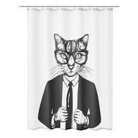 DUSCHVORHANG KALLI 180/200 cm  - Weiss/Schwarz, Design, Textil (180/200cm) - Kleine Wolke