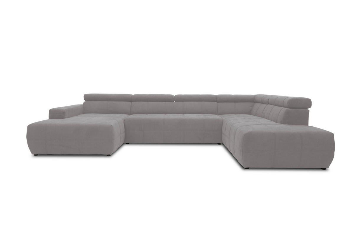 WOHNLANDSCHAFT Silberfarben Mikrofaser  - Silberfarben/Schwarz, Design, Kunststoff/Textil (175/359/228cm) - MID.YOU
