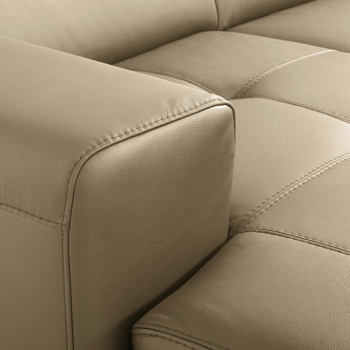 ECKSOFA Hellgrau Echtleder Lederlook  - Hellgrau/Schwarz, Design, Leder/Textil (173/247cm) - Livetastic