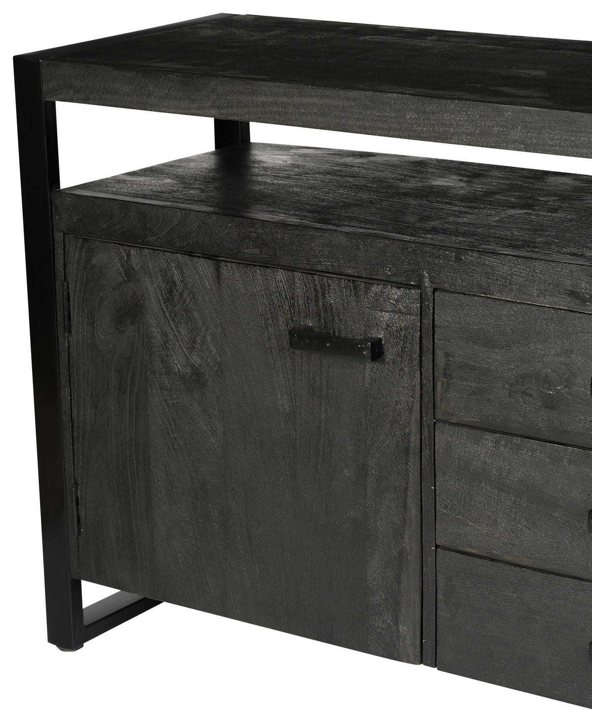 SIDEBOARD Norris 180/80/43 cm 3 Schublade(n)  - Schwarz, Basics, Holz/Metall (180/80/43cm) - Livetastic
