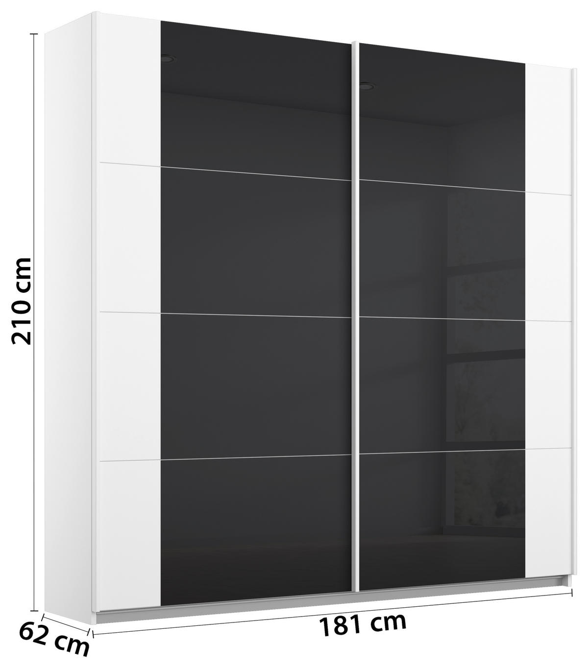 SCHWEBETÜRENSCHRANK  in Anthrazit, Weiß  - Anthrazit/Weiß, MODERN, Glas/Holzwerkstoff (181/210/62cm) - Rauch Möbel