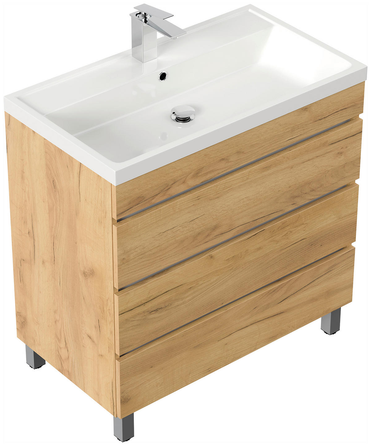 WASCHTISCHKOMBI 80 cm  - Eichefarben, Trend, Holzwerkstoff/Kunststoff (80cm) - MID.YOU