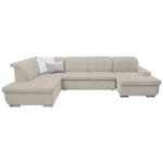 WOHNLANDSCHAFT in Flachgewebe Creme  - Silberfarben/Creme, Design, Textil/Metall (208/342/145cm) - Cantus