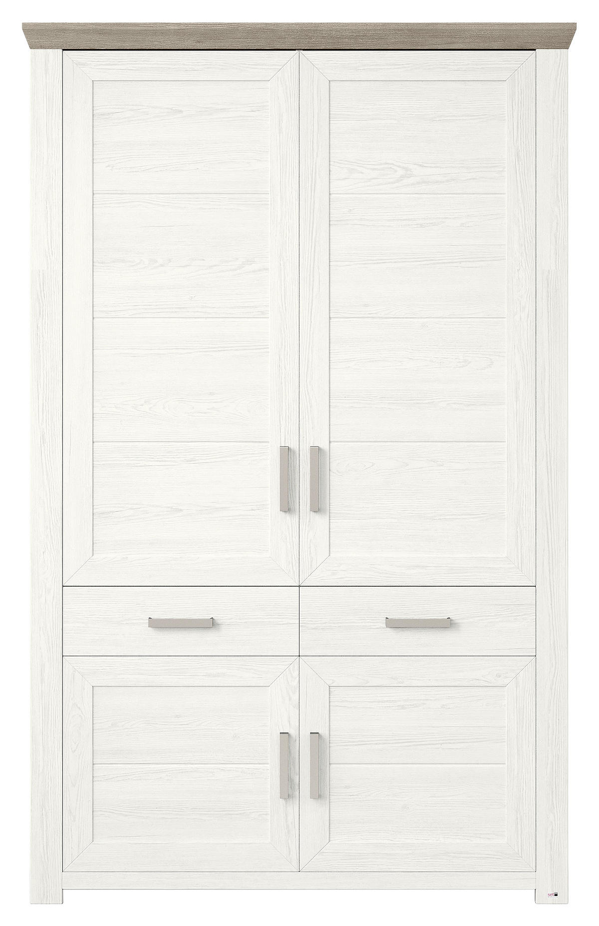 REGAL Weiß, Eichefarben  - Eichefarben/Weiß, Design, Holzwerkstoff/Metall (129,3/206,6/42,2cm) - SetOne by Musterring