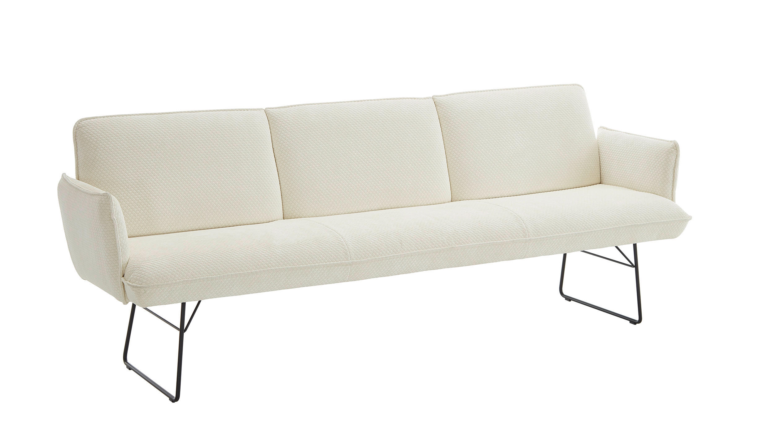 SITZBANK in Metall, Textil Schwarz, Weiß  - Schwarz/Weiß, Design, Textil/Metall (232/88/68cm) - Moderano