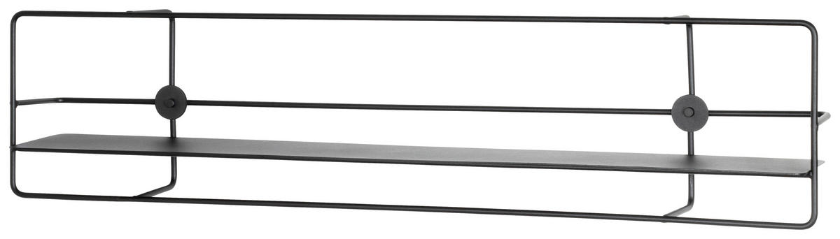 NÁSTĚNNÝ REGÁL, 90/22/14 cm - černá, Design, kov (90/22/14cm)