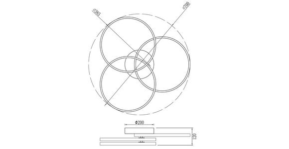 LED-DECKENLEUCHTE - Schwarz, Trend, Kunststoff/Metall (70/12cm) - Novel