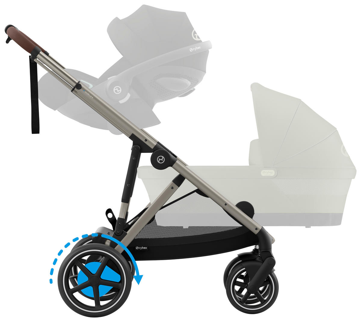 KINDERWAGEN e-Gazelle S  - Taupe/Waldgrün, Basics (107,5/66/110cm) - cybex GOLD