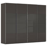 SCHWEBETÜRENSCHRANK  in Graphitfarben, Schwarz  - Chromfarben/Graphitfarben, KONVENTIONELL, Glas/Holzwerkstoff (271/223/68cm) - Novel
