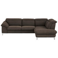 ECKSOFA in Chenille Dunkelbraun  - Chromfarben/Dunkelbraun, Design, Textil/Metall (293/232cm) - Livetastic