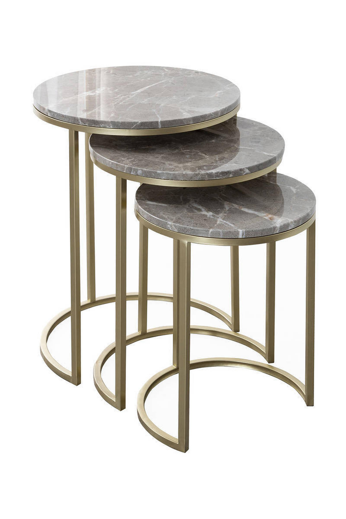 SATZTISCH in Metall, Stein  - Goldfarben/Grau, Trend, Stein/Metall - Kayoom