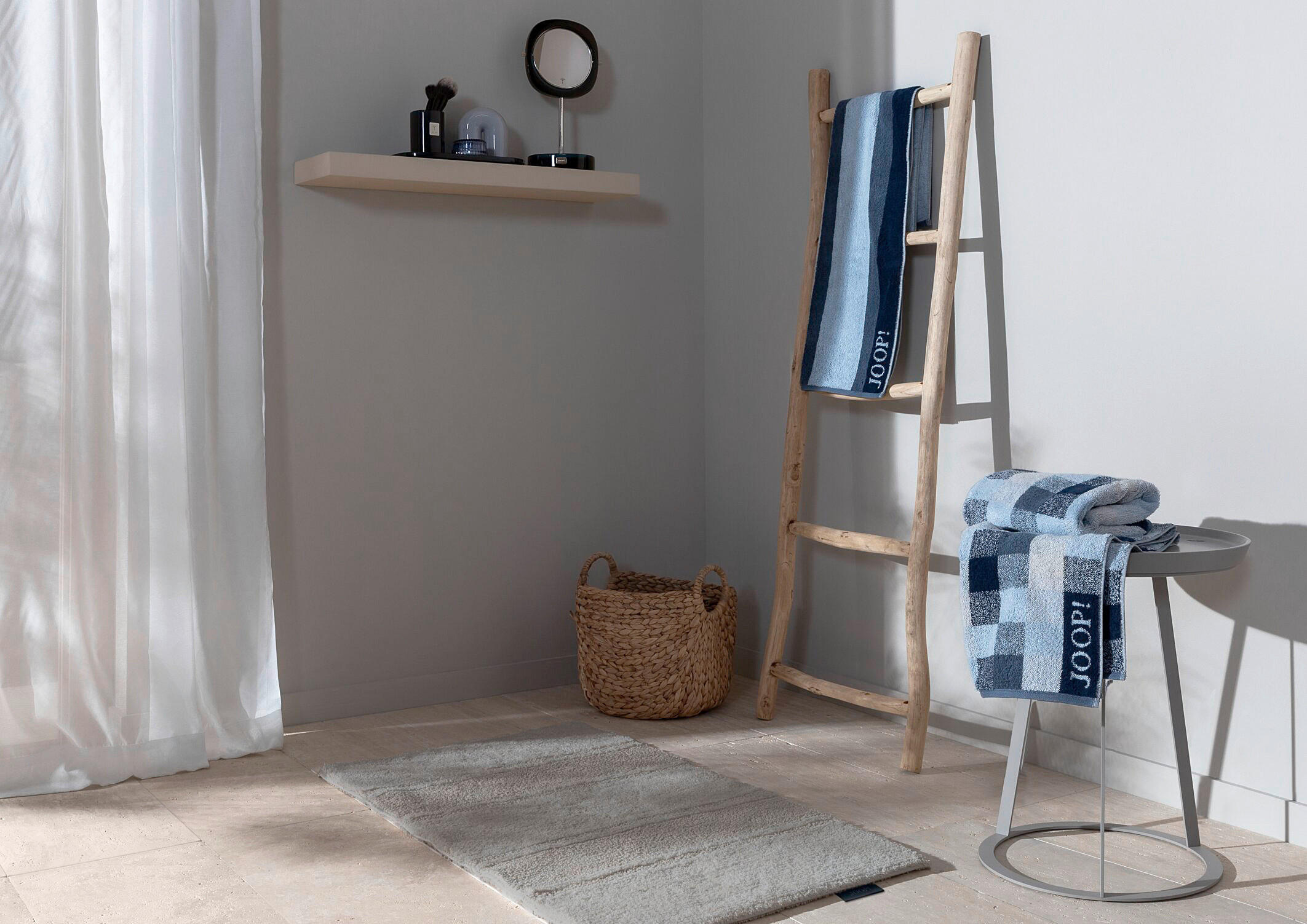 Thumbnail - Joop! Duschtuch Vibe Karo, Blau, Textil, Karo, 80x150 cm, Textiles Vertrauen - Oeko-Tex®, Made in Germany, Oeko-Tex® Sta...