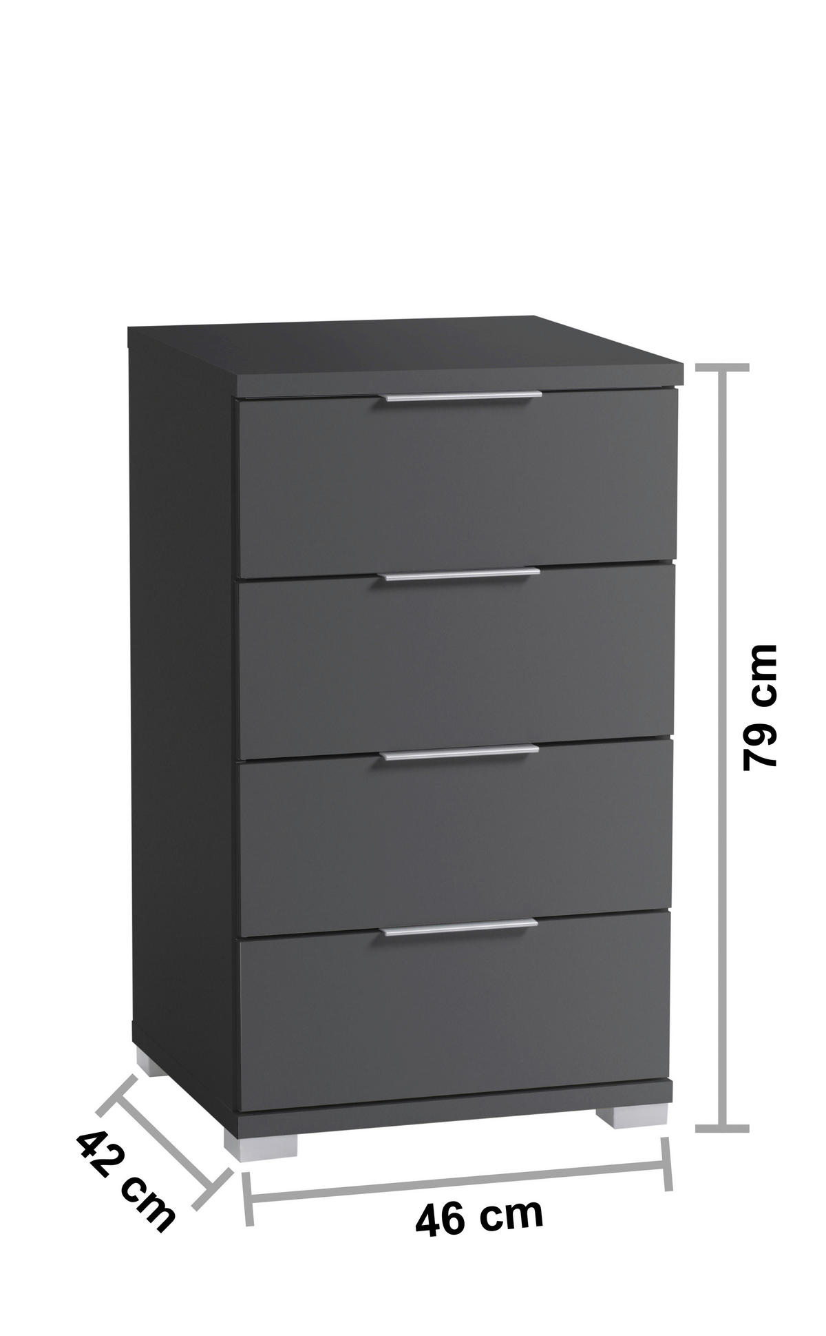 NOĆNI ORMARIĆ boje grafita   - boje grafita/boje aluminija, Konvencionalno, drvni materijal/plastika (46/79/42cm) - Boxxx