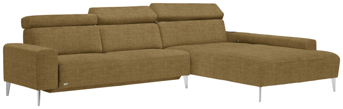 ECKSOFA Gelb Webstoff  - Gelb/Alufarben, Design, Textil (308/205cm) - Sedda