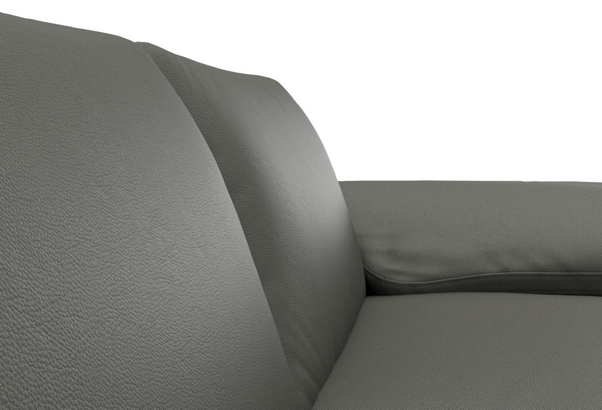 ECKSOFA Dunkelgrau Echtleder  - Dunkelgrau/Schwarz, Design, Leder/Metall (225/247cm) - Livetastic